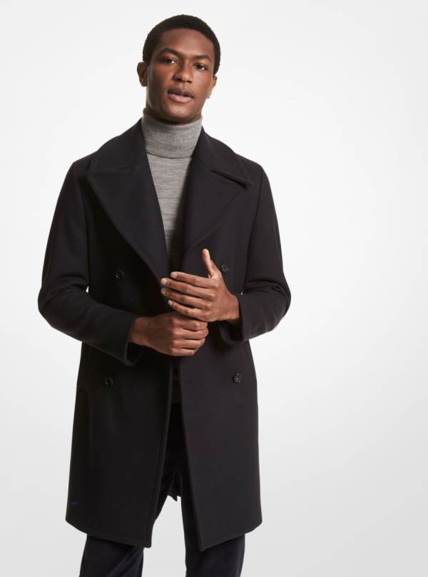 Panske Kabáty Michael Kors Wool Blend Double-Breasted Biele Modre Pruhované - Oblecenie Michael Kors Slevy | VPCEG-9283